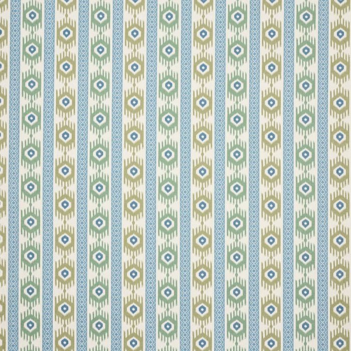 Jane Churchill Torrin Ikat-Stoff in Green/Blue