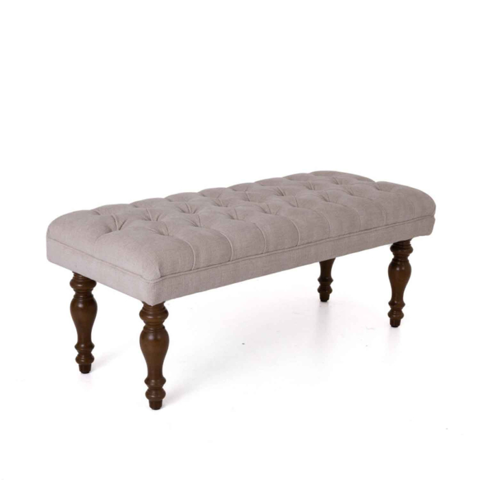 Bank Arezzo mit Knopfpolsterung in Leinen - Flamant - 104 cm