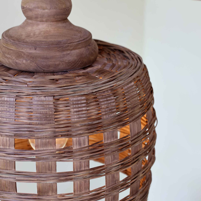 Deckenleuchte aus Rattangeflecht