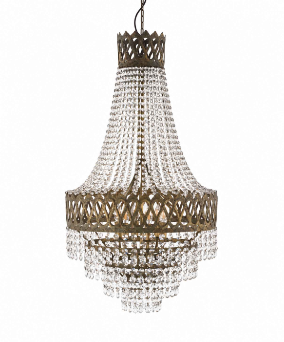 Kronleuchter Opera Grande – Metall & Glas, patiniert, H 115 cm