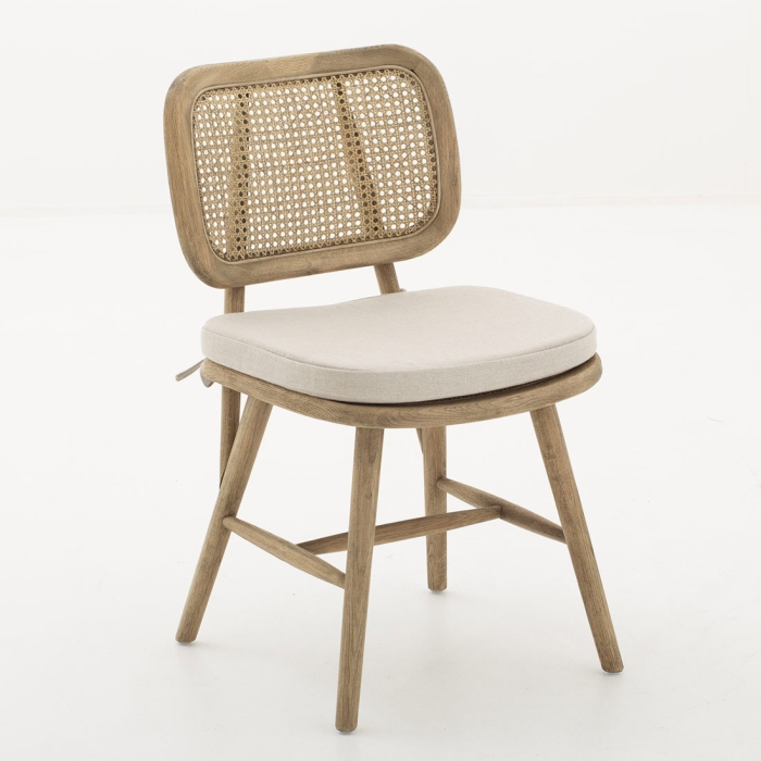 Stuhl Lynn aus Eiche und Rattan