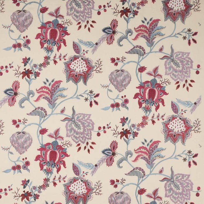 Manuel Canovas Beauregard Leinenstoff in Rouge/Nattier