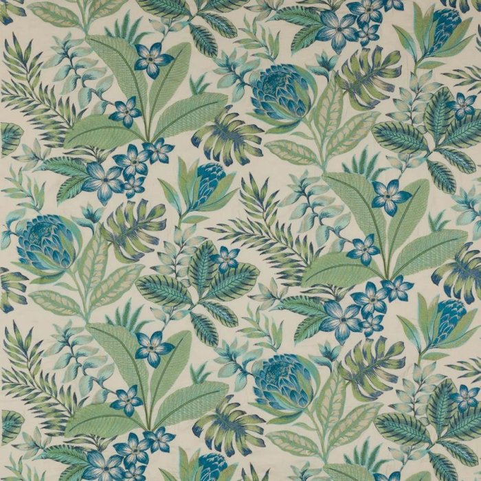 Manuel Canovas Laly Leinenstoff in Aqua