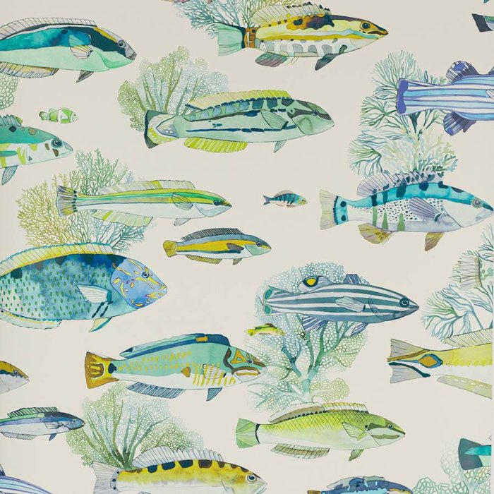 Fidji Tapete von Manuel Canovas in Aqua