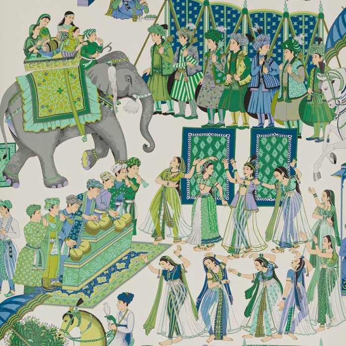 Kalinda Tapete von Manuel Canovas in Bleu de Prusse