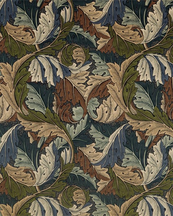 Acanthus Velvet Slate Blue/Thyme – Stoff von Morris & Co.