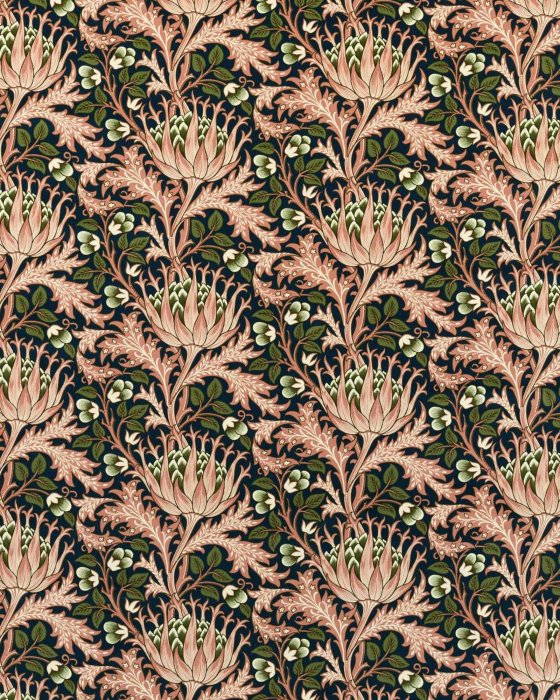 Artichoke Velvet Inky Fingers/Blush – Stoff von Morris & Co.