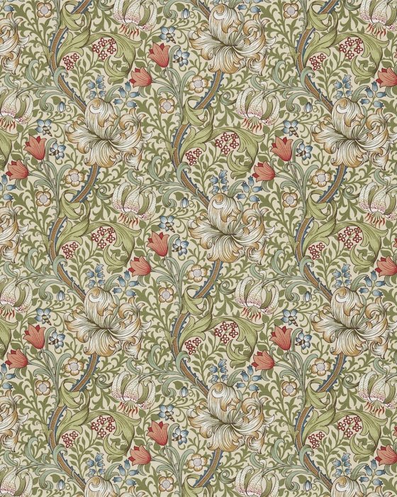 Golden Lily Green/Gold – Stoff von Morris & Co.