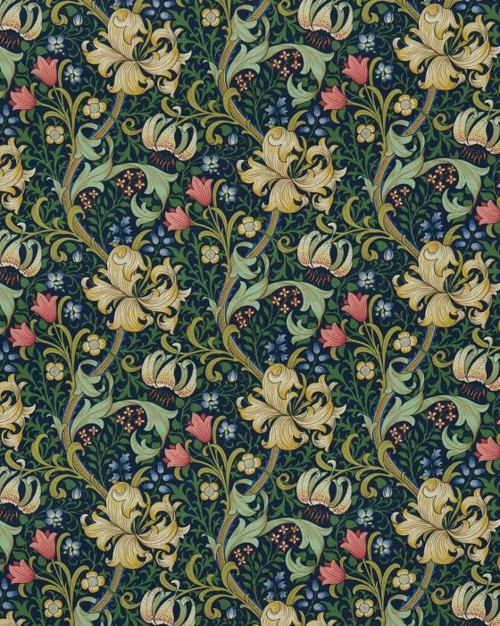 Golden Lily Midnight/Green – Stoff von Morris & Co.
