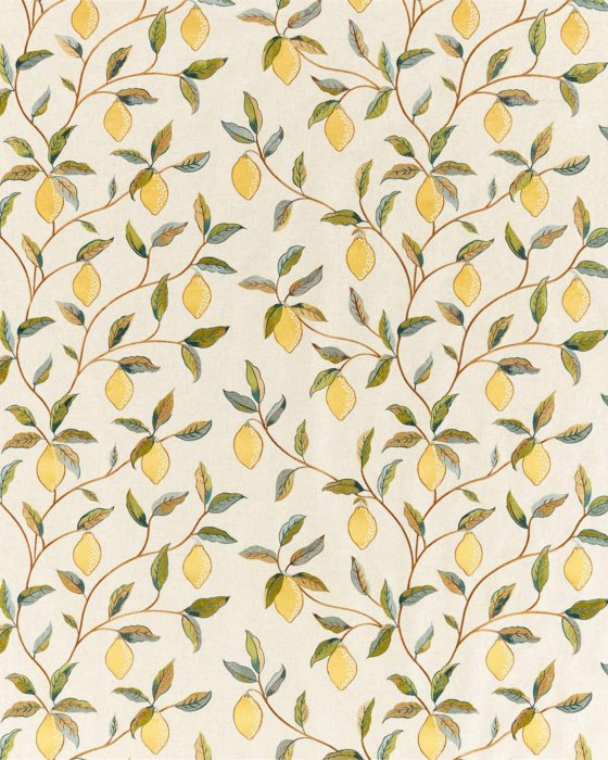 Lemon Tree Embroidery Bayleaf/Lemon – Stoff von Morris & Co.