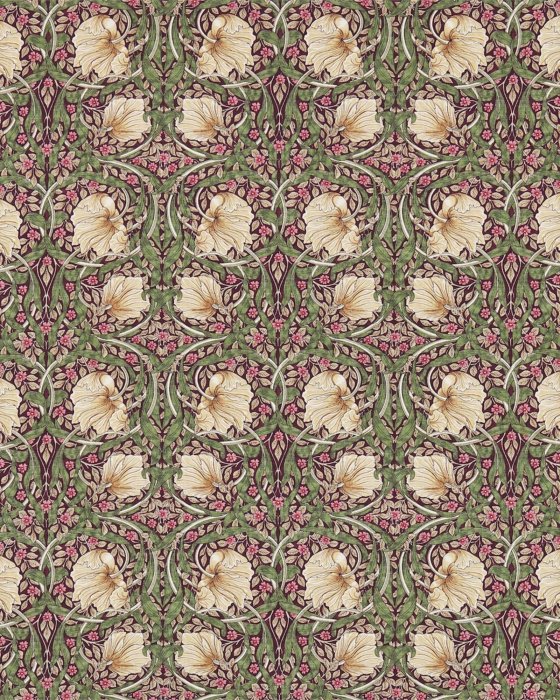 Pimpernel Aubergine/Olive – Stoff von Morris & Co.