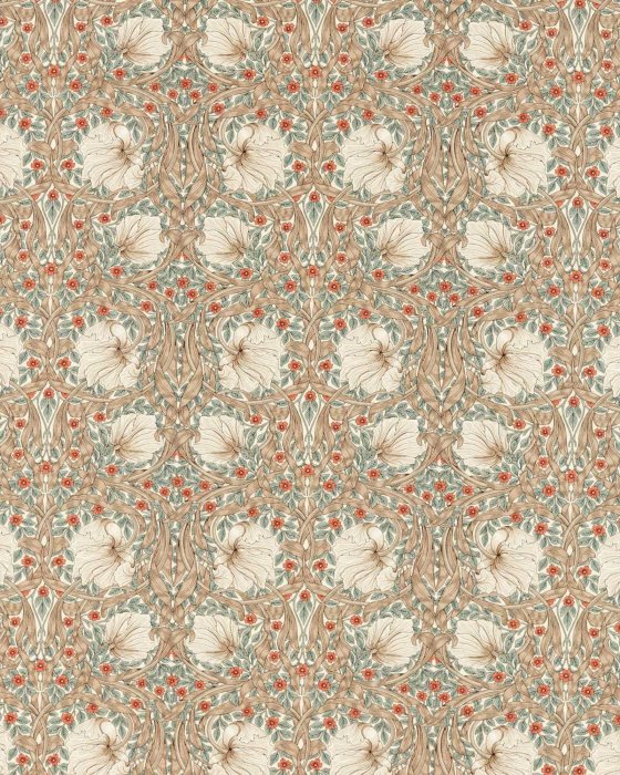 Pimpernel Linen/Coral – Stoff von Morris & Co.