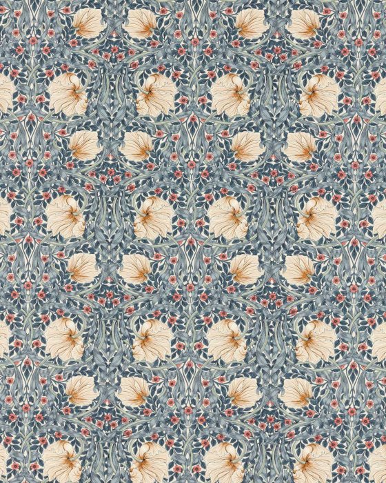 Pimpernel Woad/Coral – Stoff von Morris & Co.