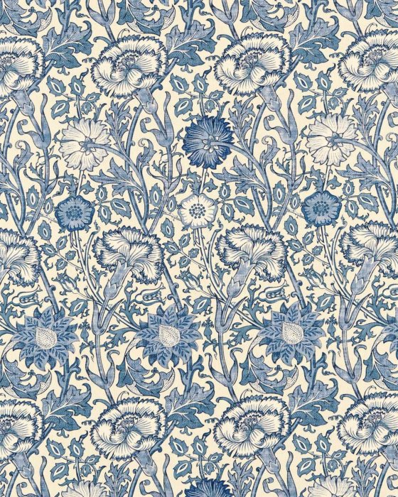 Pink & Rose Vellum/Indigo – Stoff von Morris & Co.