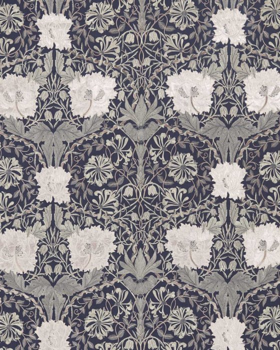 Pure Honeysuckle & Tulip Embroidery Inky Purple – Stoff von Morris & Co.