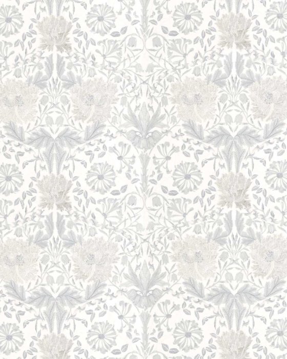Pure Honeysuckle & Tulip Embroidery Lightish Grey – Stoff von Morris & Co.