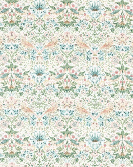 Simply Strawberry Thief Cochineal/Willow – Stoff von Morris & Co.