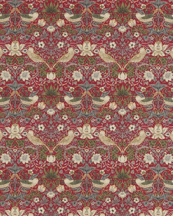 Strawberry Thief Crimson/Slate – Stoff von Morris & Co.