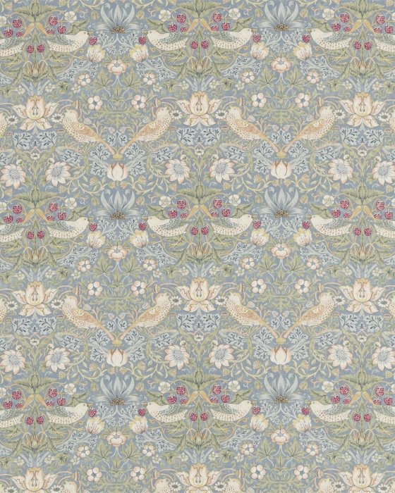 Strawberry Thief Slate/Vellum – Stoff von Morris & Co.