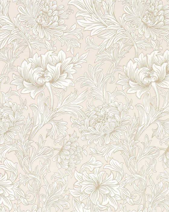 Chrysanthemum Toile Cochineal Pink – Tapete von Morris & Co.