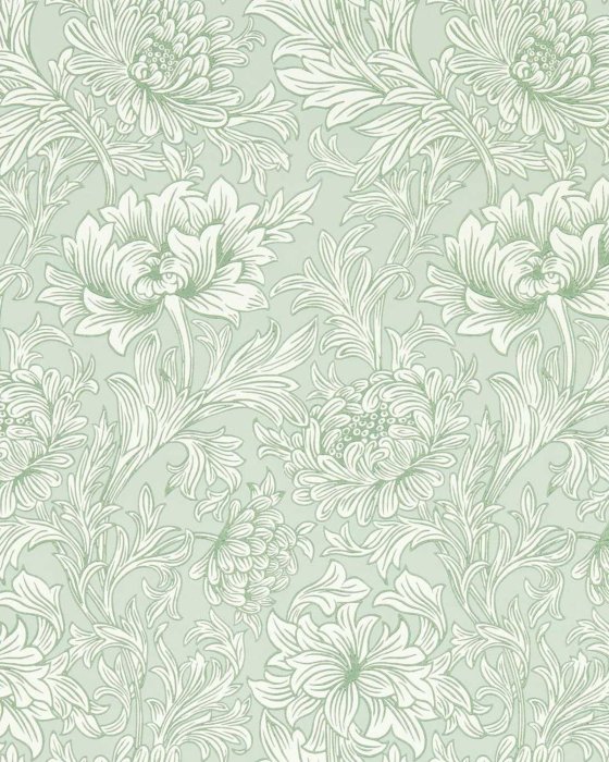 Chrysanthemum Toile Willow – Tapete von Morris & Co.