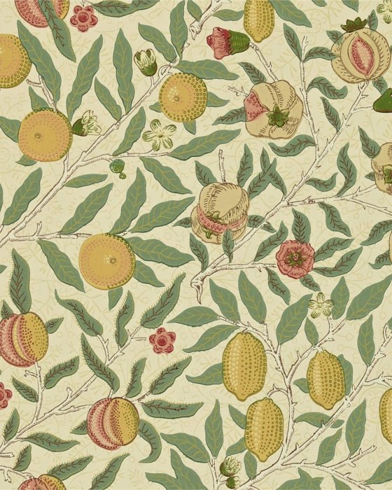 Fruit Beige Gold Coral – Tapete von Morris & Co.