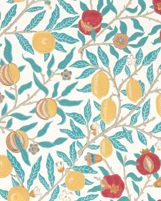 Fruit Green Indigo/Madder – Tapete von Morris & Co.