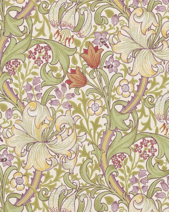 Golden Lily Olive/Russet – Tapete von Morris & Co.