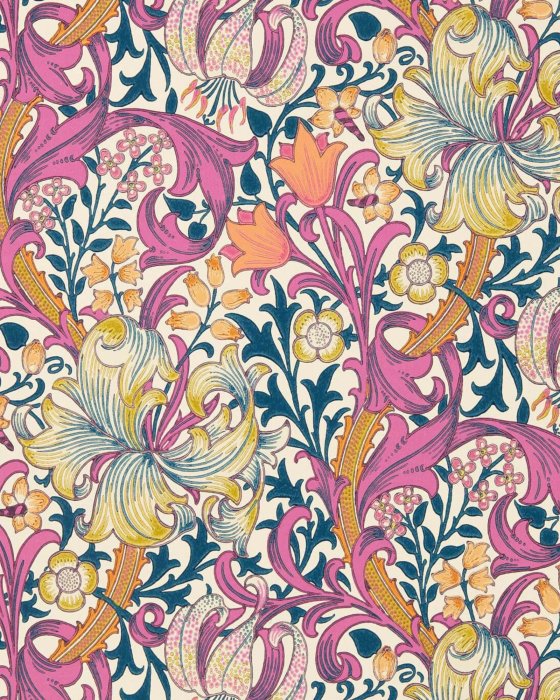 Golden Lily Pink Fizz – Tapete von Morris & Co.