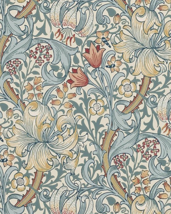 Golden Lily Slate/Manilla – Tapete von Morris & Co.