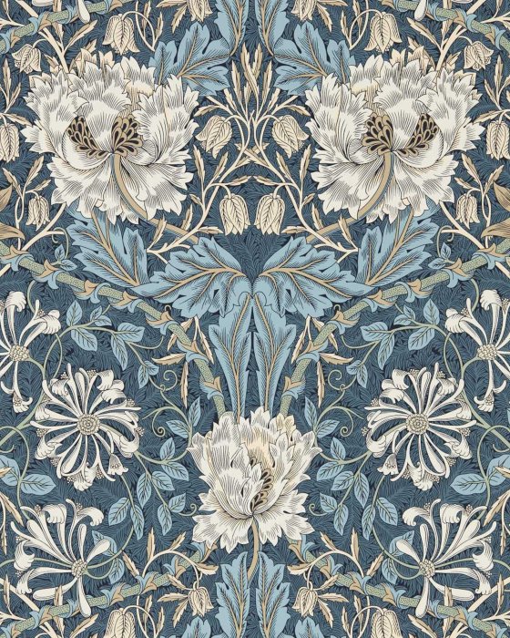 Honeysuckle & Tulip Woad/Thyme – Tapete von Morris & Co.