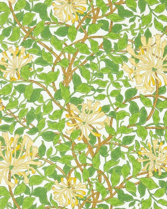 Honeysuckle Cream/Chocolate – Tapete von Morris & Co.