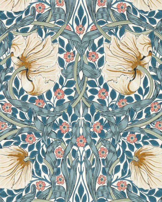 Pimpernel Woad/Coral – Tapete von Morris & Co.