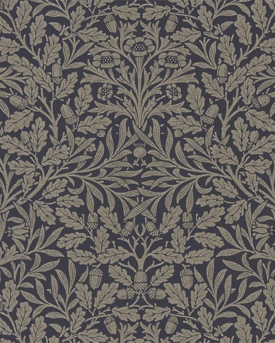 Pure Acorn Charcoal/Gilver – Tapete von Morris & Co.