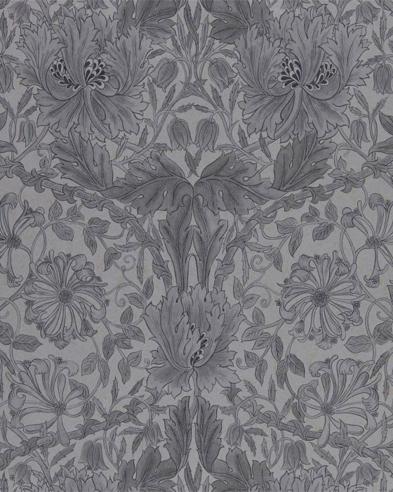 Pure Honeysuckle & Tulip Black Ink – Tapete von Morris & Co.