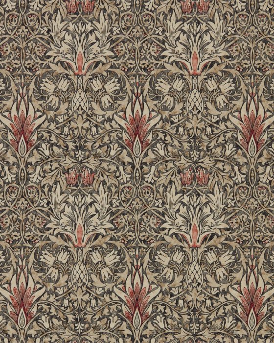 Snakeshead Charcoal/Spice – Tapete von Morris & Co.