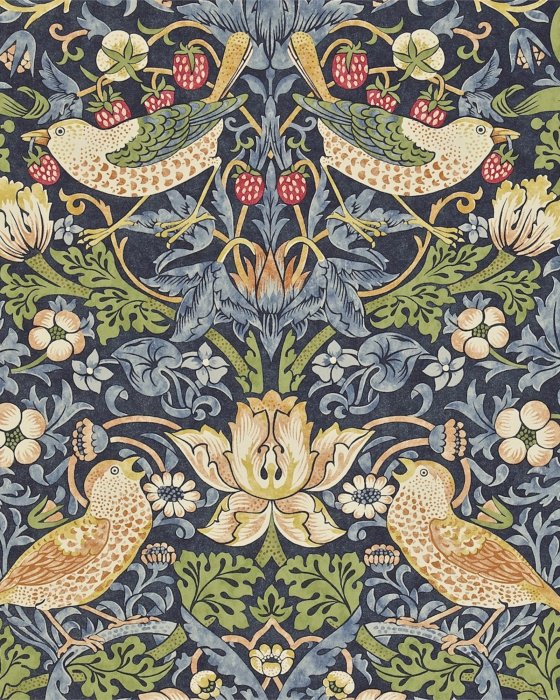 Strawberry Thief Indigo/Mineral – Tapete von Morris & Co.