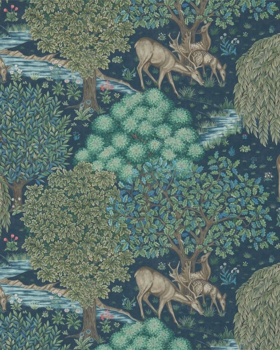 The Brook Dark Blue – Tapete von Morris & Co.