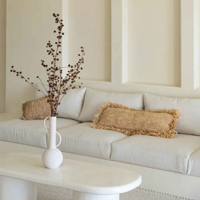 Raffia Kissen mit Fransen — handgefertigt, 3 Größen