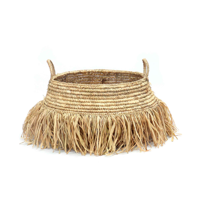 Raffia Deluxe Basket — Korb mit Fransen, handgefertigt, Ø 45 cm