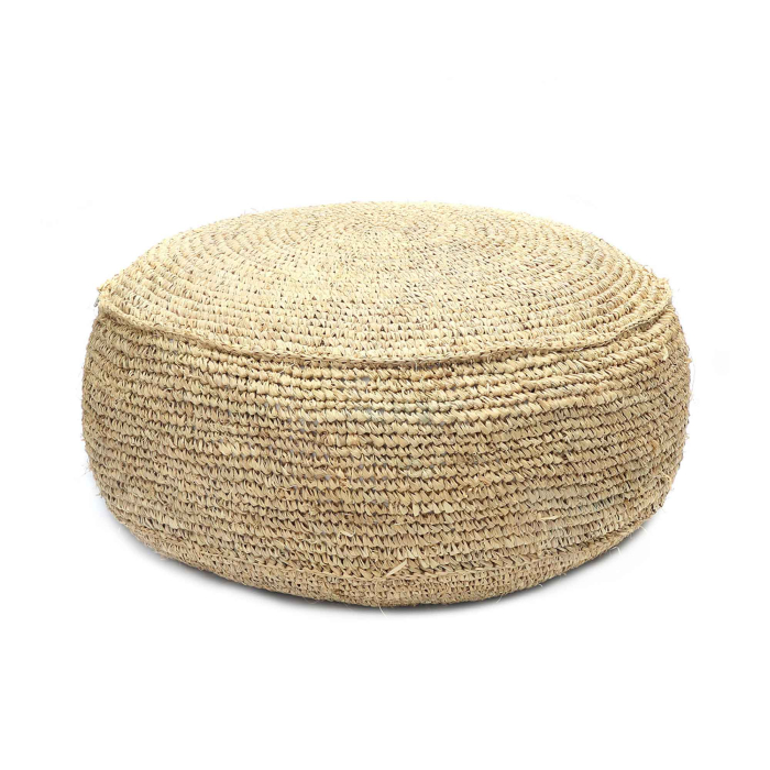 Raffia Flores Pouf — handgefertigt, 60 × 60 × 35 cm