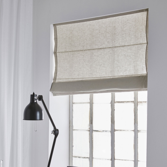 Sunday Raffrollo aus Leinen in ash - diverse Breiten zur Auswahl